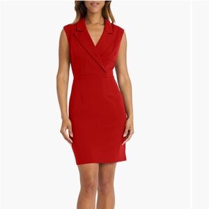 Red tuxedo style sheath dress